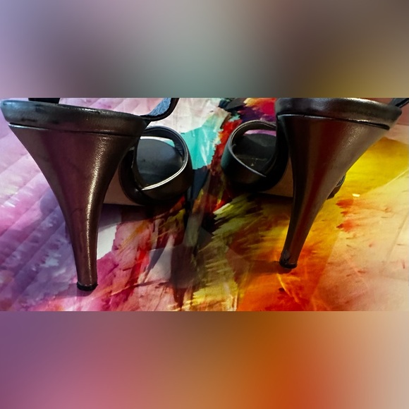 FERRAGAMO Metallic Leather Slingback Heels - Picture 8 of 8